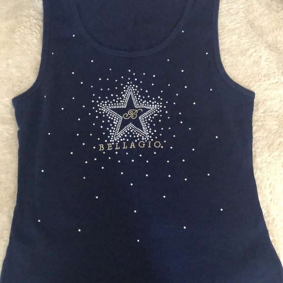 BELLAGIO LAS VEGAS RESORT MERCH VINTAGE - Dark Blue Tank Top 100% cotton so soft - Picture 2 of 5